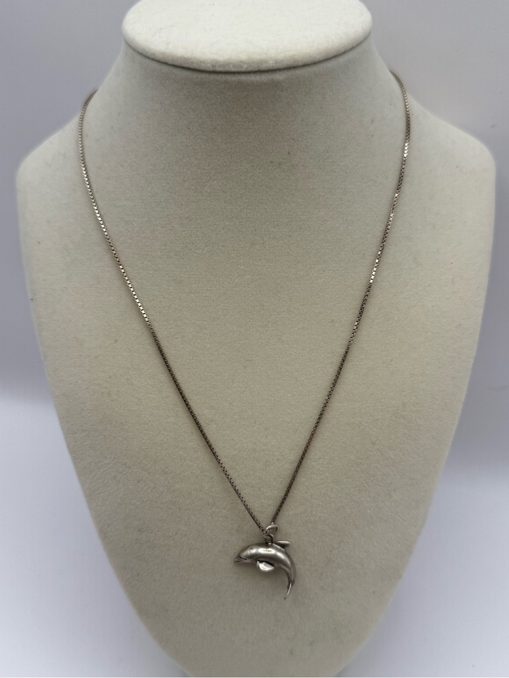 Sterling Silver Dolphin Pendant Necklace 925 Italy Box Chain Ocean Jewelry